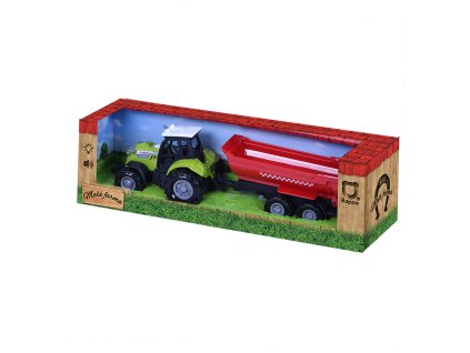 Traktor se zvukem a světlem s červenou vlečkou