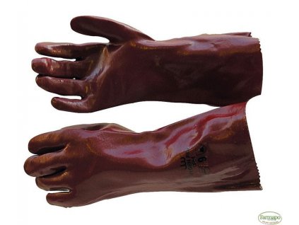 Pracovní rukavice PVC, červené, 35 cm
