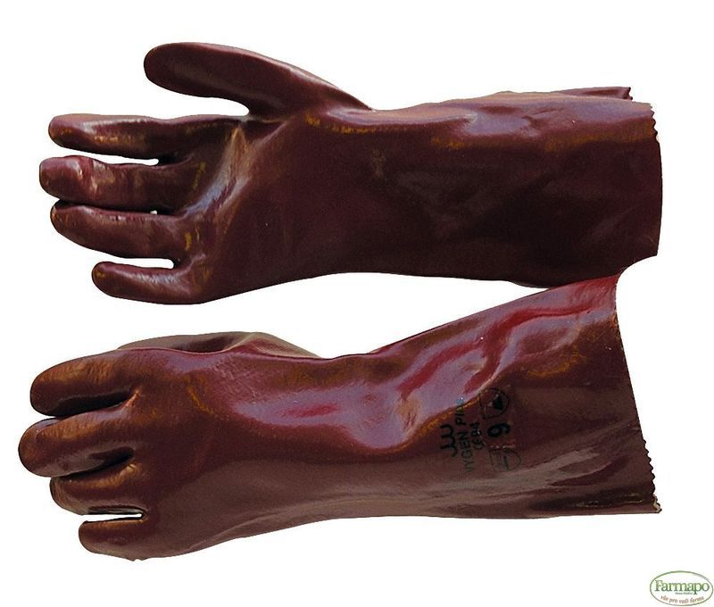 Pracovní rukavice PVC, červené, 35 cm