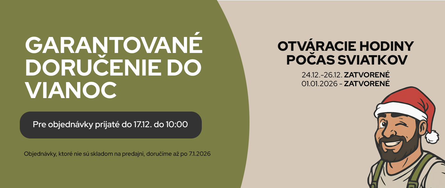 Garantované doručenie objednávok do Vianoc a informácia o otváracích hodinách počas sviatkov.