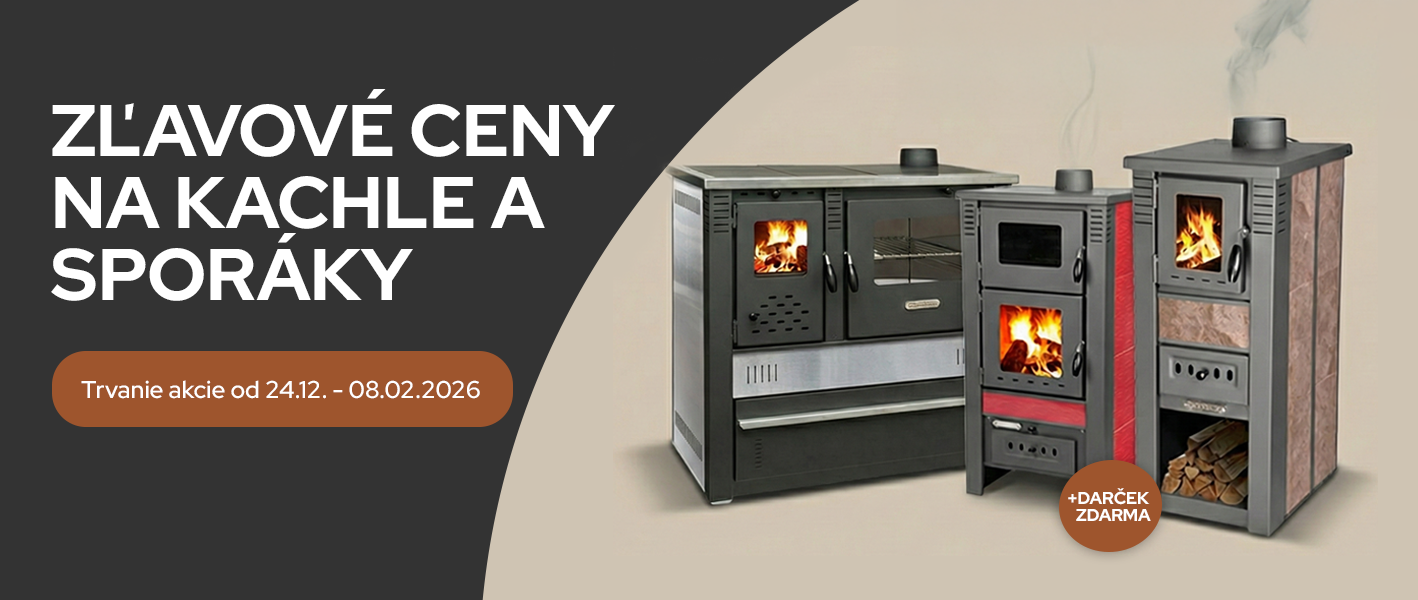 Akciové kachle a sporáky na tuhé palivo so zľavou, horiaci oheň v peciach, darček zdarma k nákupu, zimná akcia