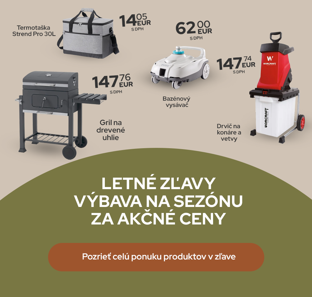 Letné zľavy Farmár&Majster – akciové ceny na záhradné náradie, dielenské vybavenie a potreby pre farmárov.