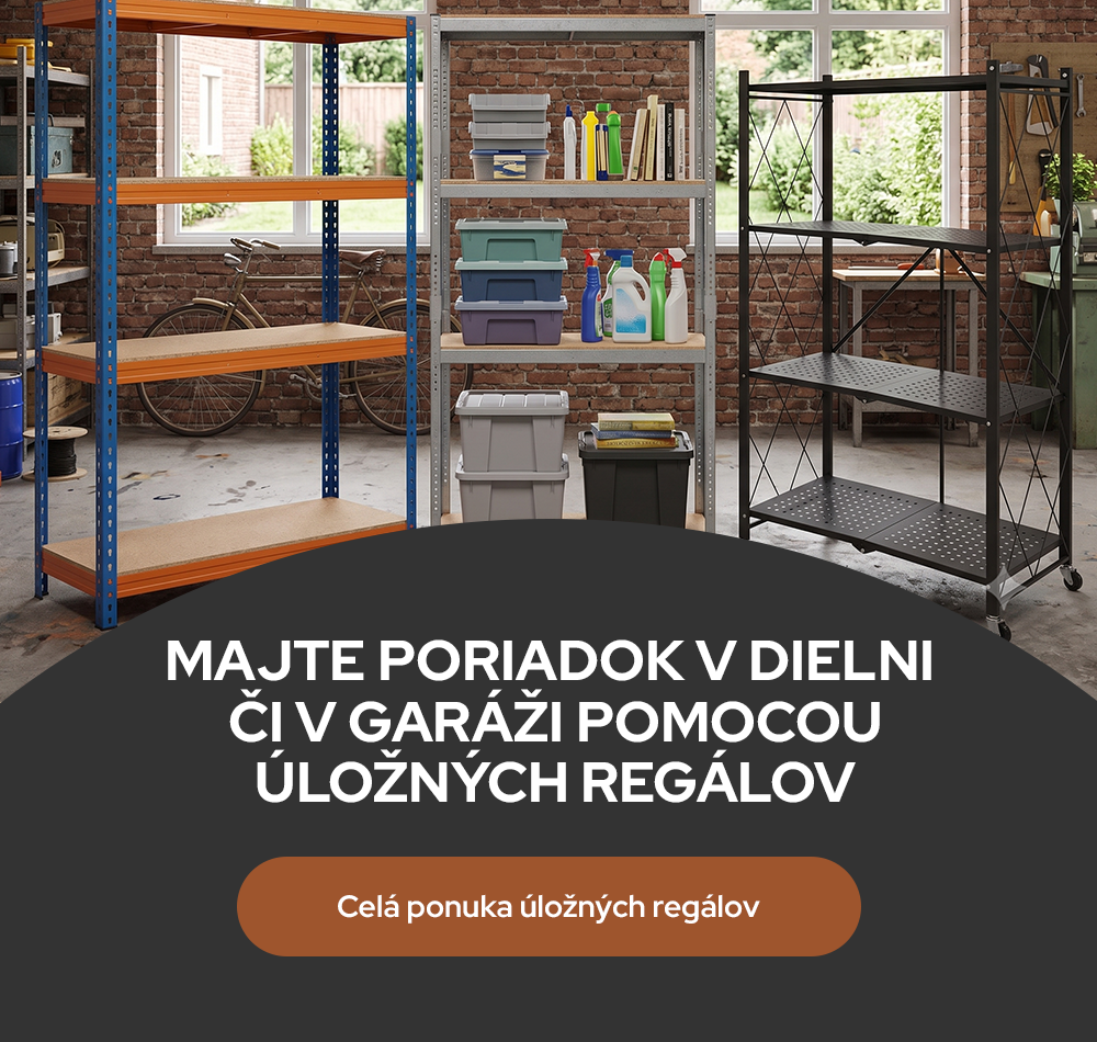 Kovové dielenské regále Farmár&Majster – pevné regály do dielne, skladu, garáže a pivnice.