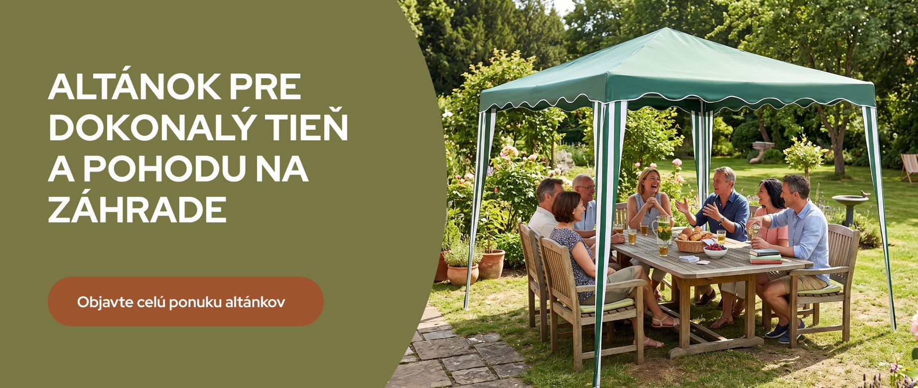Záhradné altánky a párty stany Farmár&Majster – ochrana pred slnkom a dažďom pre záhradu aj podujatia.