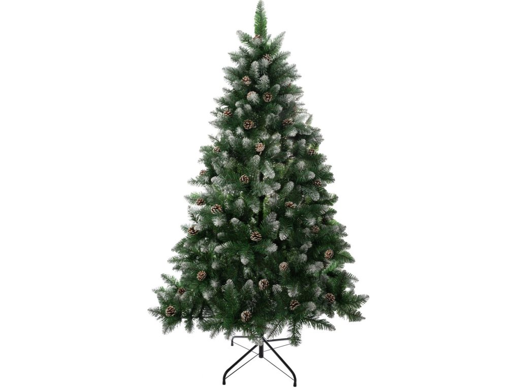 Stromček MagicHome Vianoce Albero, jedľa, zasnežené konce, so šiškami, 150 cm