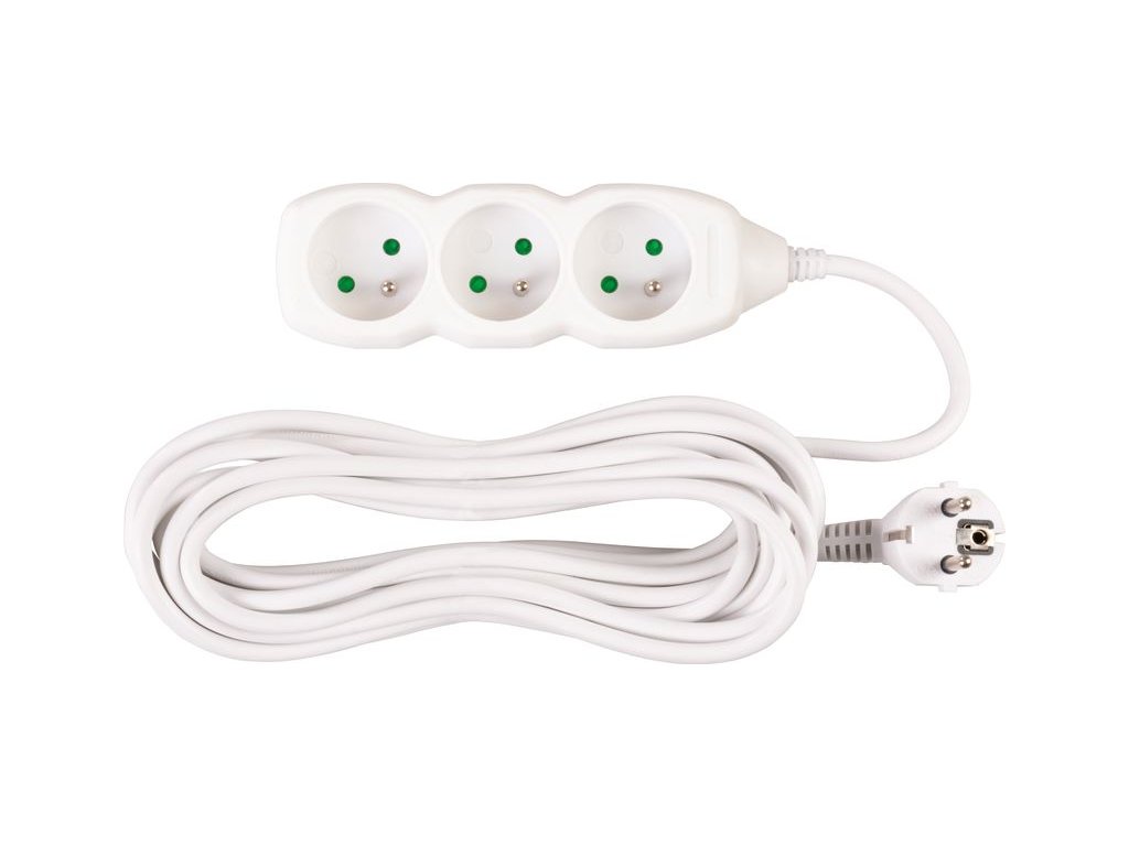 Kábel DG-F803B L-7 m, predlžovací, biely, 3x zásuvka, new edition