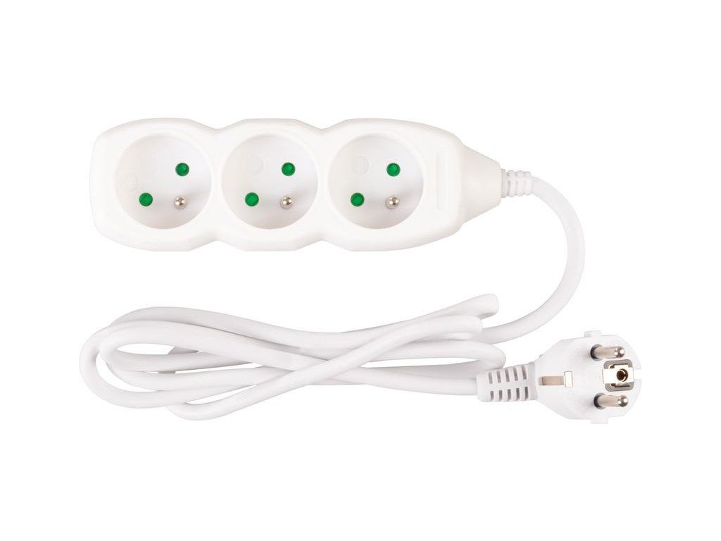 Kábel DG-F803B L-1.5 m, predlžovací, biely, 3x zásuvka, new edition