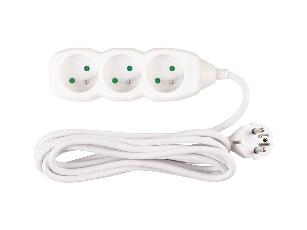 Kábel DG-F803B L-3 m, predlžovací, biely, 3x zásuvka, new edition
