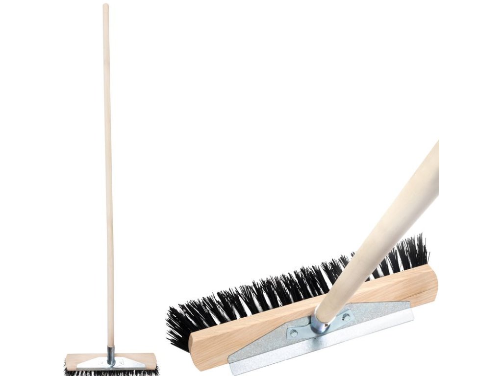 Metla Geco U400.3 DUO WH, 400 mm, štetiny Pvc/oceľ, cestárska, s násadou