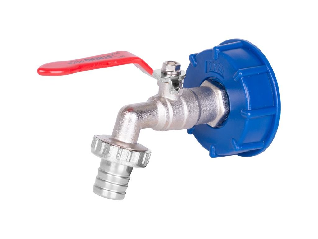 Sada Strend Pro, ventil 3/4" + plastová redukcia 60 mm + výpust 1", na IBC nádrž, MOSADZ