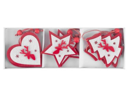 Ozdoba MagicHome Vianoce Woodeco, 3 druhy, bal. 6 ks, 7x7 cm