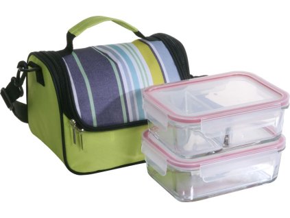 Dóza MagicHome, sada 2 ks, 2 x 900 ml, obdĺžniková, s chladiacim boxom, termobox, termo taška, sklenená