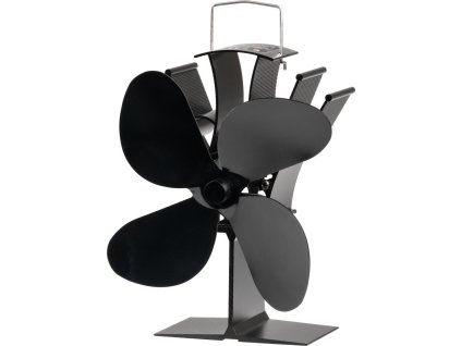 Ventilátor Strend Pro, krbový, stojanový, poháňaný teplom, 4-lopatkový, čierny