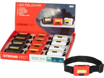 Čelovka Strend Pro Headlight, COB LED, 3xAAA, 6x4x1,8 cm, mix farieb (čierna, biela, červená), Sellbox 12 ks  CENA ZA 1 KS, NIE ZA BALENIE !