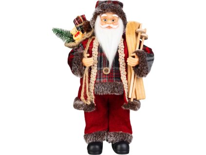 Dekorácia MagicHome Vianoce, Santa, s darčekom, červený, 30 cm