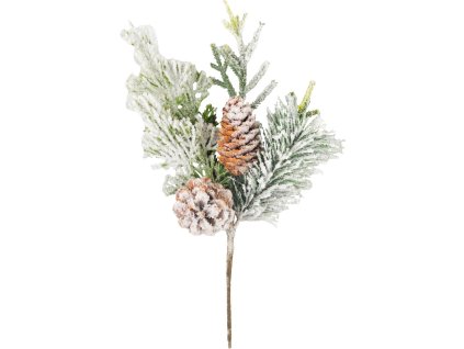 Vetvička MagicHome Vianoce, so šiškami, zasnežená, 30 cm