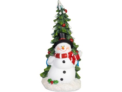 Dekorácia MagicHome Vianoce, Snehuliak so stromčekom, 9.5x10x20 cm