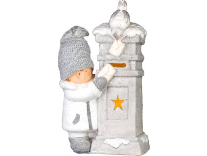 Dekorácia MagicHome Vianoce, Chlapček s poštovou schránkou, LED, 14.5x22.5x39 cm