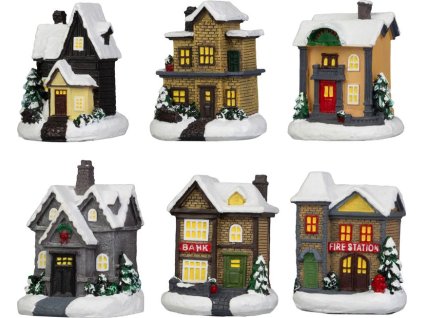 Dekorácia MagicHome Vianoce, domček, plast, 1xLED teplá biela, 6x6x8 cm, 2xLR44