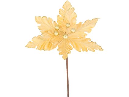 Kvet MagicHome Vianoce, Poinsettia, zlatá, 30 cm, veľkosť kvetu: 20,5 cm