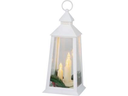 Lampáš MagicHome Vianoce, plast, biely, 3xLED žltá, 14x14x35 cm, 3xAAA