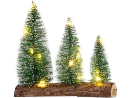 Dekorácia MagicHome Vianoce, stromčeky, plast, 12xLED teplá biela, 20x5x20 cm, 2xAAA