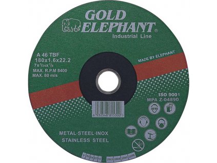 Kotúč Gold Elephant 41AA 230x1,9x22,2 mm, rezný na kov a nerez A46TBF