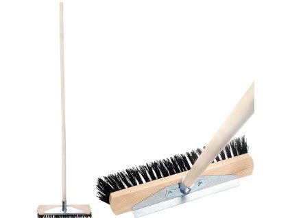 Metla Geco U400.3 DUO WH, 400 mm, štetiny Pvc/oceľ, cestárska, s násadou