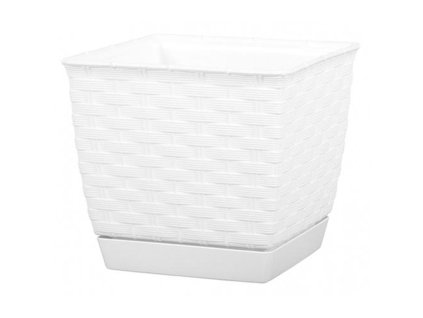 Kvetináč RATOLLA Square 190, biely, s podložkou