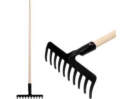 Hrable záhradne Strend Pro Premium R-606, 10 zubé, kované, drevená násada