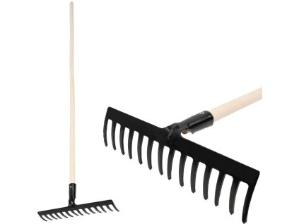 Hrable záhradne Strend Pro Premium R-606, 14 zubé, kované, drevená násada