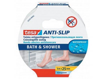 Páska tesa® Anti-slip Bath&Shower, protišmyková do kúpeľne, transparentná, lepiaca, 25 mm, L-5 m