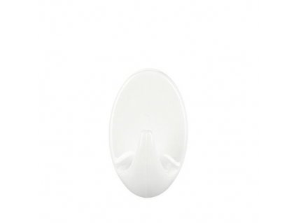 Háčik tesa® Permanent, ovál S, samolepiaci vešiak do kúpelne, biely lesklý plast, bal. 2ks