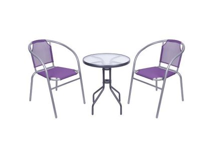 Set balkónový BRENDA, fialový, stôl 72x59 cm, 2x stolička 60x71 cm