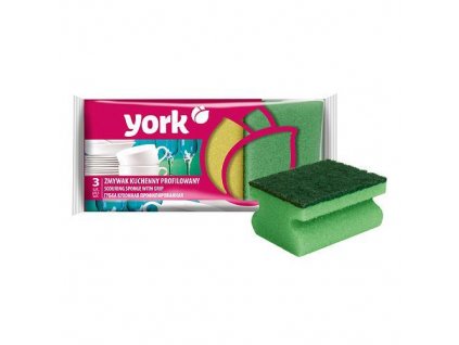 Hubka York 031010, špongia na kuchynský riad, ergonomická, 9x7x4,3 cm bal. 3 ks