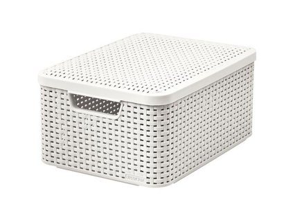 Košík s vekom Curver® STYLE2 LID M, krémový, s vekom, 42x29x19 cm