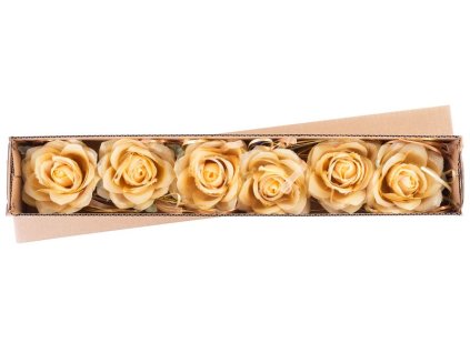 Kvet MagicHome, ruža, zlatá, stonka, veľkosť kvetu: 10 cm, dĺžka kvetu: 18 cm, bal. 6 ks