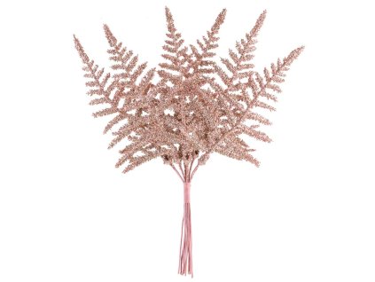 Vetvička MagicHome Vianoce, papraď, ružové zlato 19 cm