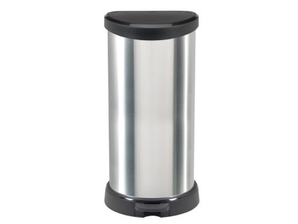 Kôš Curver® DECO BIN 40 lit., strieborný/čierny, na odpad, s pedálom