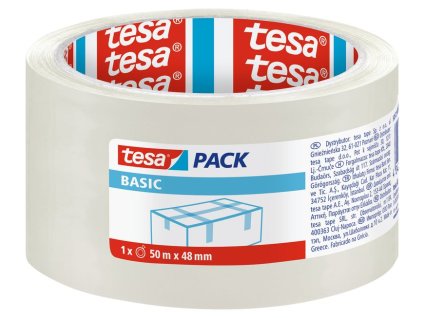Páska tesa® BASIC, baliaca, lepiaca, transparentná, 48 mm, L-50m