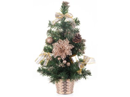 Stromček MagicHome Vianoce, ozdobený, bronzový, 40 cm