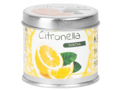 Sviečka Citronella, repelentná, plechová dóza, 50 g, 55x55 mm, Sellbox 12 ks