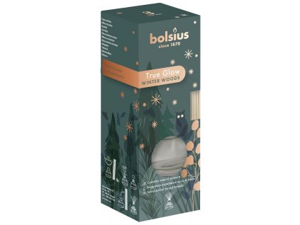 Difúzer Bolsius True Glow, vianočný, rastlinný vosk, vôňa zimnej dreviny, 45 ml