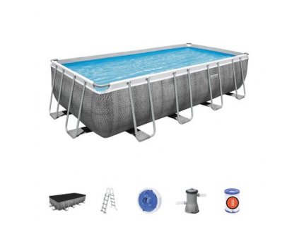 Bazén Bestway® Power Steel™, 56996, kartušová filtrácia, rebrík, dávkovač, plachta, 488x244x122 cm