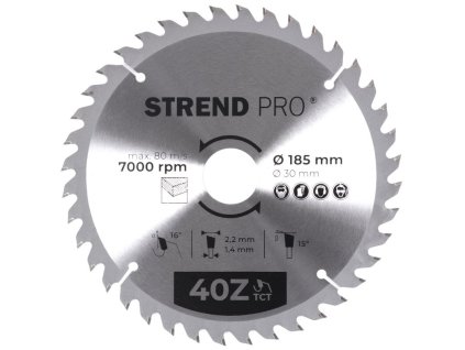 Kotúč Strend Pro TCT 185x2.2x30/20 mm 40Z, na drevo, pílový, SK plátky