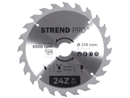 Kotúč Strend Pro TCT 210x2.6x30/20 mm 24Z, na drevo, pílový, SK plátky