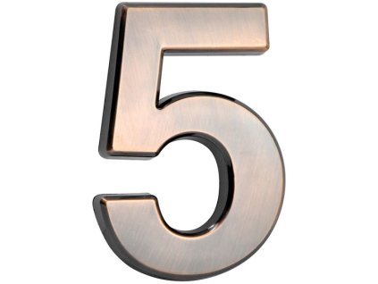 Číslo MagicHome "5" domové, s lepiacou páskou, bronzové, popisné, 70x100 mm, ABS
