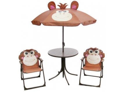Set záhradný LEQ MELISENDA Mono, opica, slnečník 105 cm, stôl 50 cm, 2 stoličky. detský
