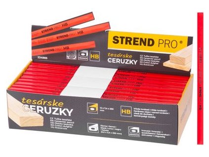 Ceruzka Strend Pro, tesárska, 250 mm, hranatá, čierna tuha, Sellbox 72 ks