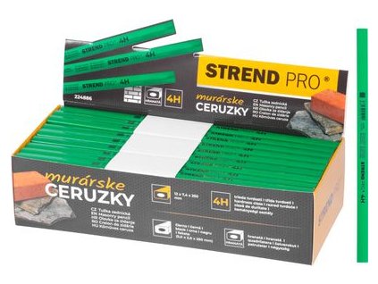 Ceruzka Strend Pro, murárska, 250 mm, čierna tuha, hranatá, na kameň, Sellbox 72 ks